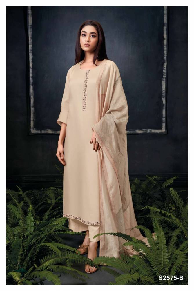 Bharvi 2575 By Ganga Heavy Cotton Silk Plain Dress Material Wholesale Shop In Surat